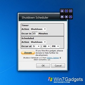 Shutdown Scheduler gadget setup