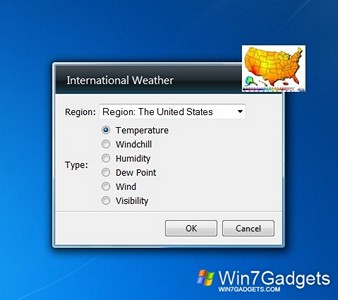 International Weather gadget setup