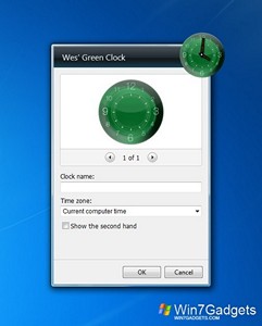 Green Clock gadget setup