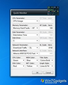 Quick Monitor gadget setup