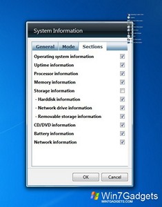System Information gadget setup