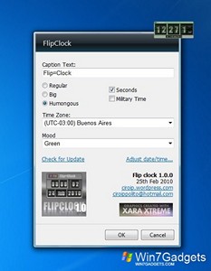 Date Flip Clock gadget setup