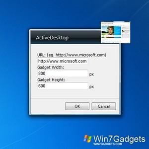 ActiveDesktop gadget setup