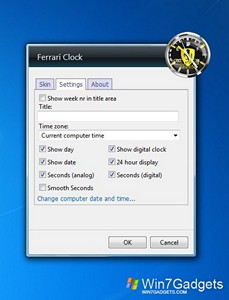Ferrari Clock gadget setup