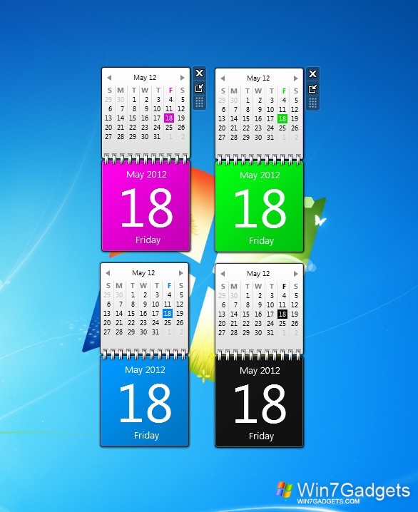 Color Calendars Windows Desktop Gadget