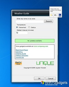 Weather Guide gadget setup