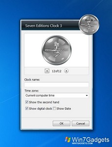Seven Editions Clock 3 gadget setup