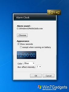 AlarmClock gadget setup