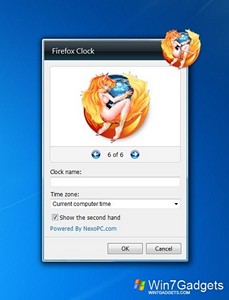 Firefox Clock gadget setup