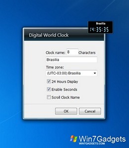 Digital World Clock gadget setup