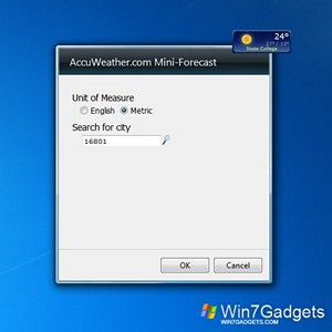 Accu Weather Mini  gadget setup