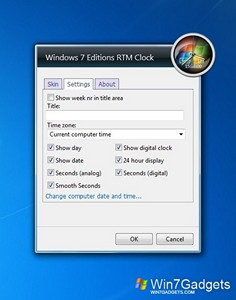 RTM clock 7 edition gadget setup