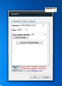 Amazon Search Version 1.1 gadget setup