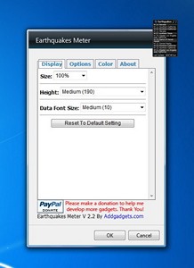 Earthquakes Meter gadget setup