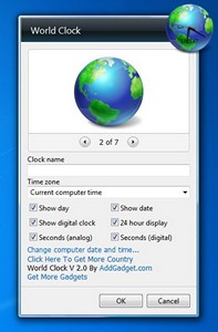 world-clock gadget setup