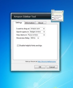Amazon Sidebar Tool gadget setup