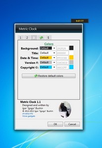 Metric Clock 1.1 gadget setup