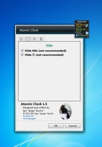 Atomic Clock 1.5 gadget setup
