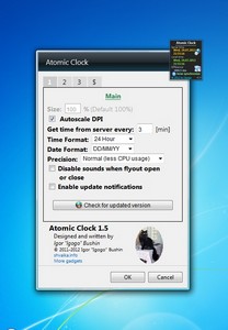 Atomic Clock 1.5 gadget setup