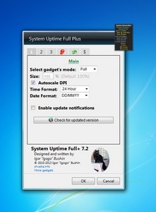 System Uptime Full Plus 7.2 gadget setup