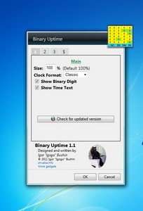 Binary Uptime 1.1 gadget setup