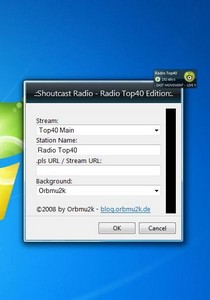 Shoutcast Gadget - Radio Top40 Edition gadget setup