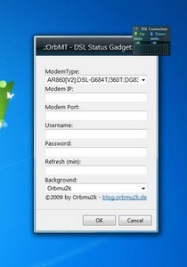 OrbMT Sidebar Gadget gadget setup