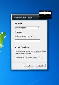 AudioAddict Radio 2.0 gadget setup