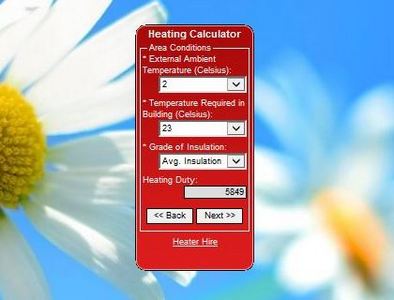 Heating Calculator gadget