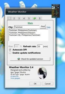 Weather Monitor 2.4 gadget setup