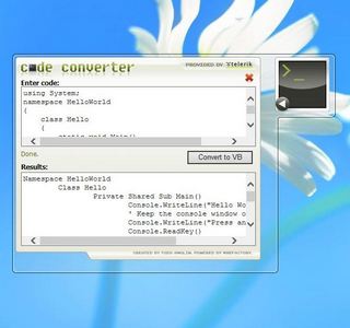 Code Converter Vista Gadget 0.9.0.2 gadget