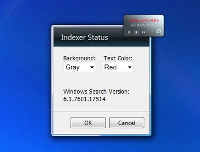 Indexer Status gadget setup