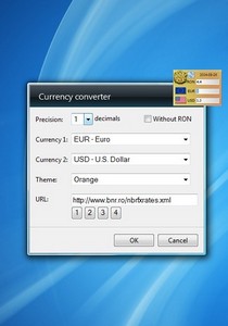 Currency converter gadget setup