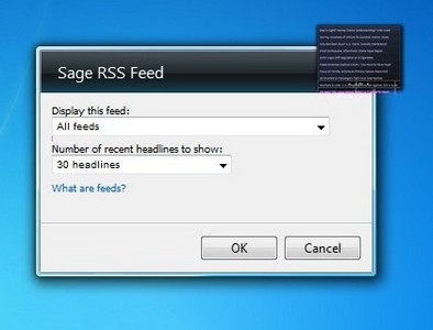 Sage RSS Gadget gadget setup