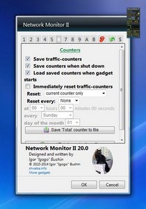 Network Monitor II 20.0 gadget setup
