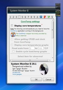 System Monitor II 20.1 gadget setup