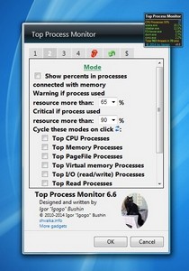 Top Process Monitor 6.6 gadget setup