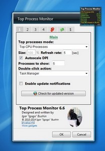 Top Process Monitor 6.6 gadget setup