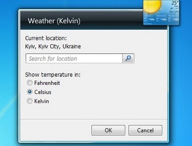 Weather Kelvin gadget setup