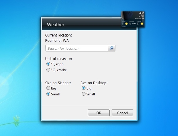 Weather Windows 7 Desktop Gadget