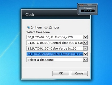 Time Zone Clock gadget setup