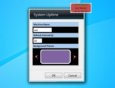 System Uptime gadget setup