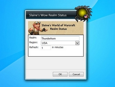 Slaines Wow Realm Status gadget setup