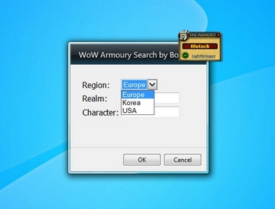 WoW Armoury Search gadget setup