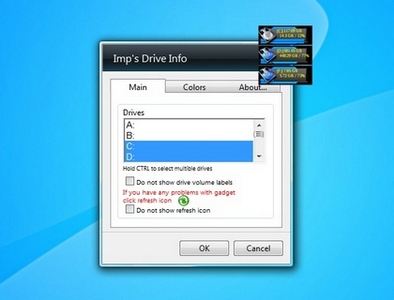 Imps Drive Info2 gadget setup