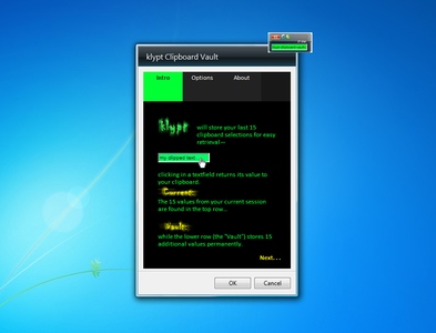 klypt Clipboard Vault Windows 7 Gadget Settings