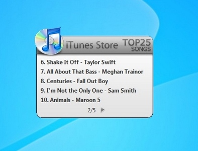 iTunes Top 25 Songs gadget