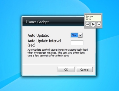 iTunes Gadget settings