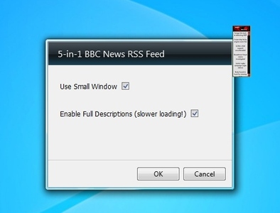 5-in-1 BBC News RSS Feed settings