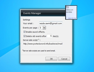 Events Manager settings